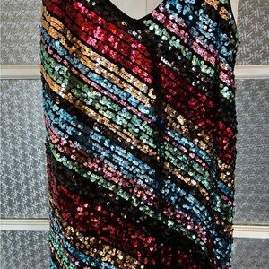 Rainbow Sequin Mini Dress NWOT